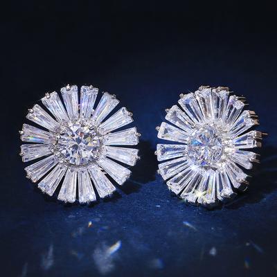 Nuovi Splendidi Orecchini a Forma di Fiore con Zirconi AAA Abbaglianti da Donna Nobile Fede Nuziale Gioielli Statement da Donna per Festa Serale
