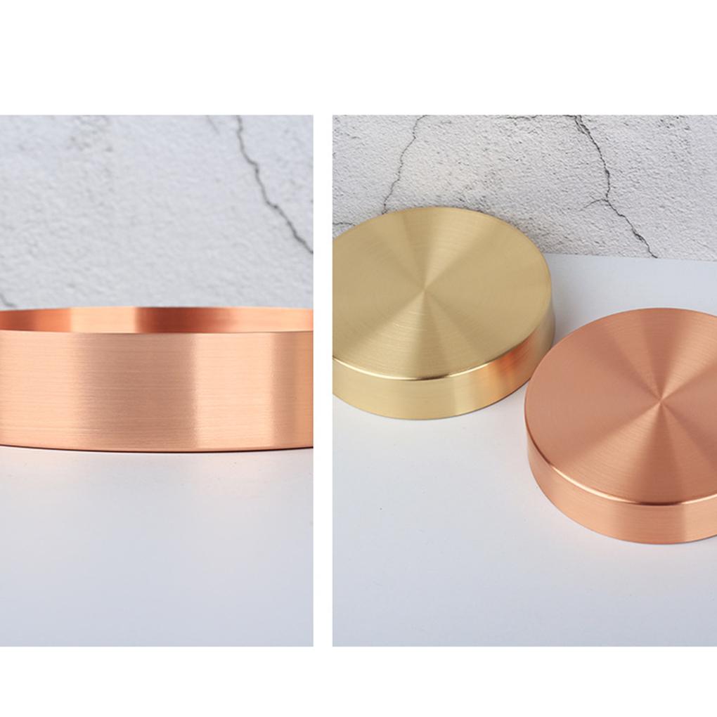 Vintage Round Tray Copper Storage Box Holder Container Dish Disc Home Decor Decoration by Jooan