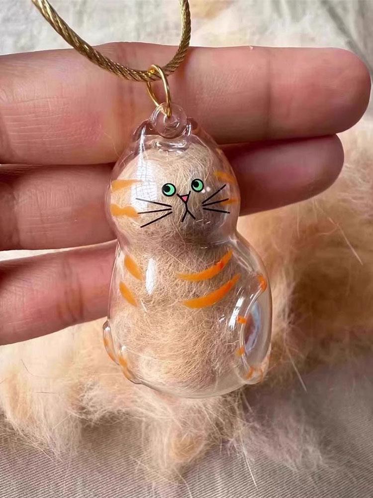 Transparent Pet Hair Storage Box Cat Hair Storage Capsule Keychain for Cat Fur DIY Memorial Gift for Pet Lovers