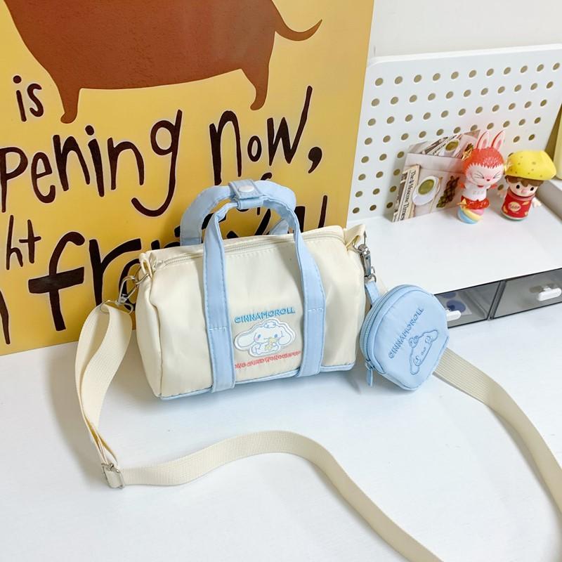 

Мультяшное холщовое ведро, модная сумка через плечо, сумка для мамы и ребенка, маленькая, свежая, милая, универсальная, портативная женская сумка синий