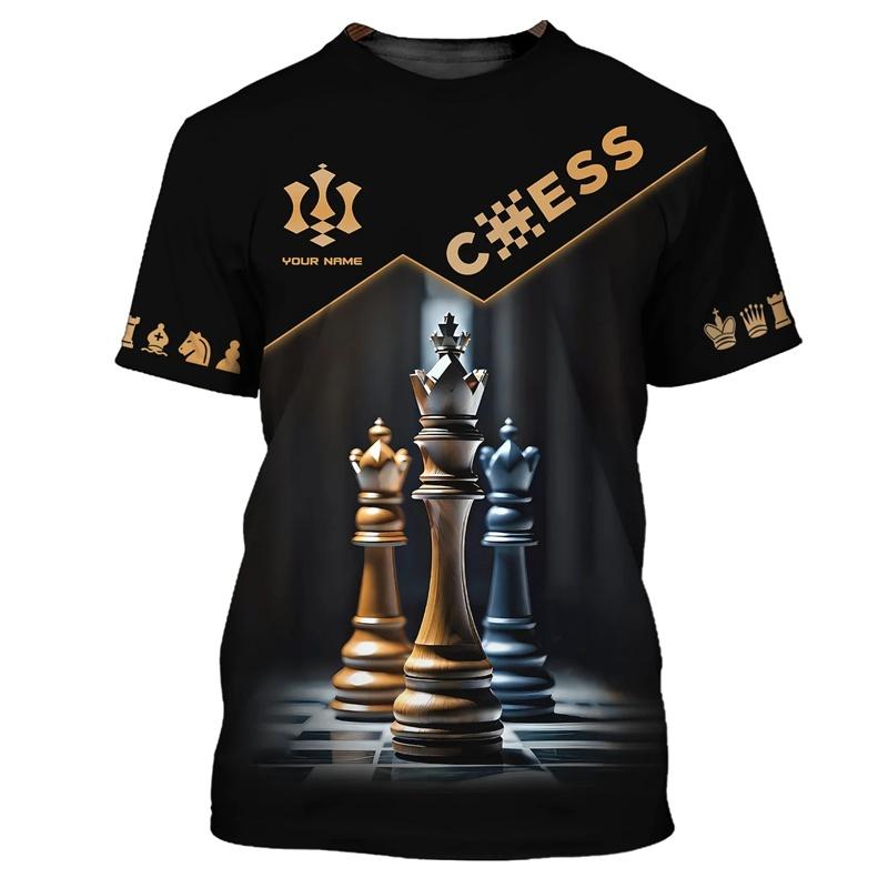 Cool Chess Pattern T Shirt For Men Customized 3D Printed T-Shirts Summer Fashion Round Neck Street Oversized Short Sleeve Tees