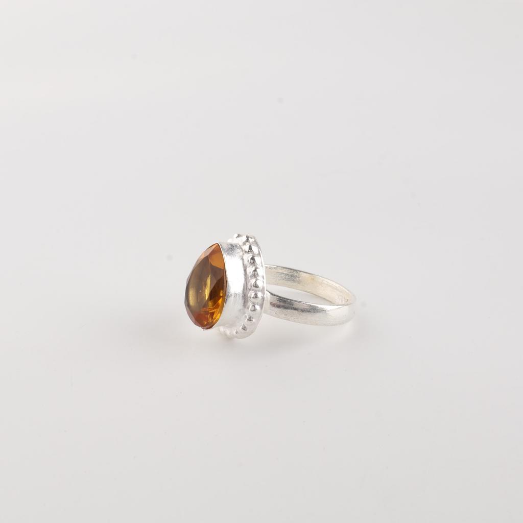 Yellow Citrine Gemstone Sterling Silver Handmade Jewelry Engagement Ring For Women RR-77-16