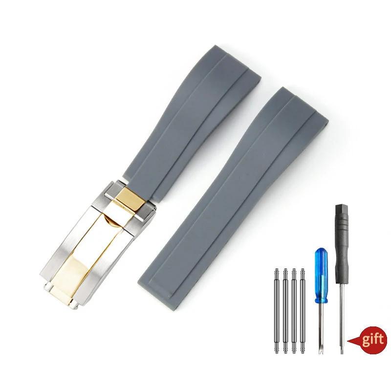 Nature Soft Silicone Rubber Men 20mm Watchband For Rolex Watch Strap Daytona Submariner GMT OYSTERFLEX Bracelet Folding Buckle