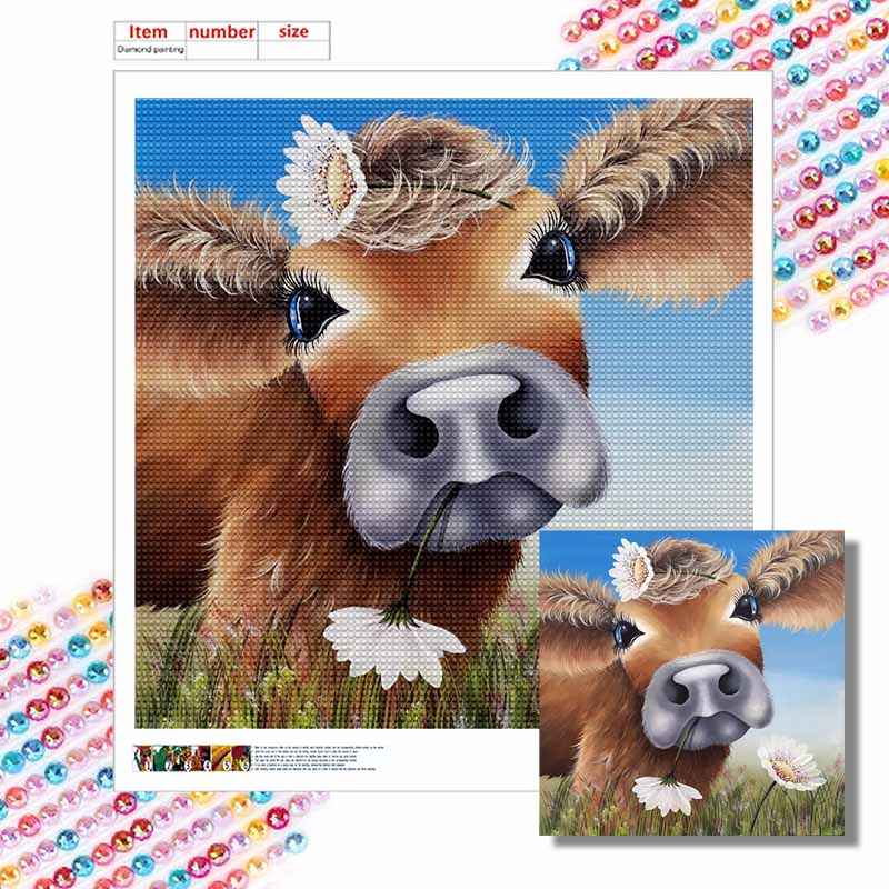New Arrival 5D DIY Full Circle Diamond Painting "Ox" Embroidery Cross Stitch Home Decor Gift