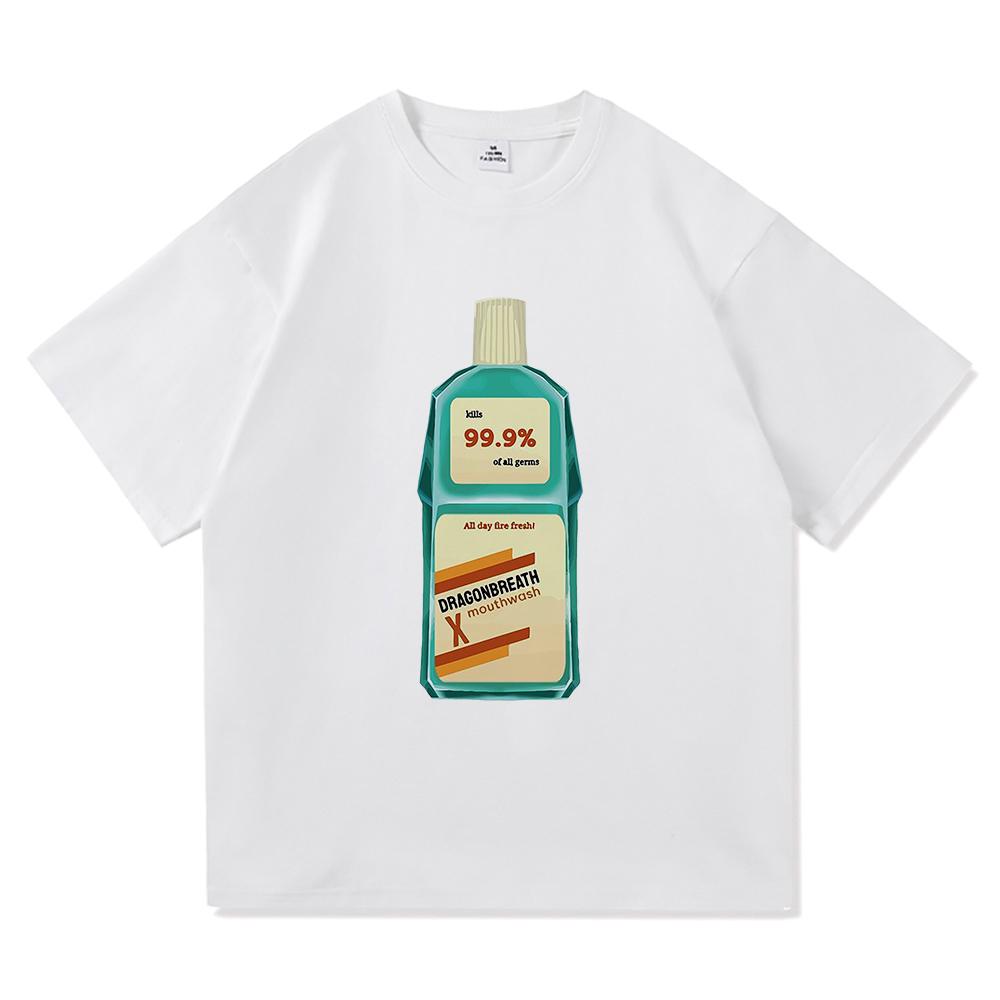 Camiseta Dragon Breath Mouthwashing 2024 Roupas Masculinas de Anime Camisetas Harajuku Unissex Camisetas de Alta Qualidade Roupas Gráficas de Algodão