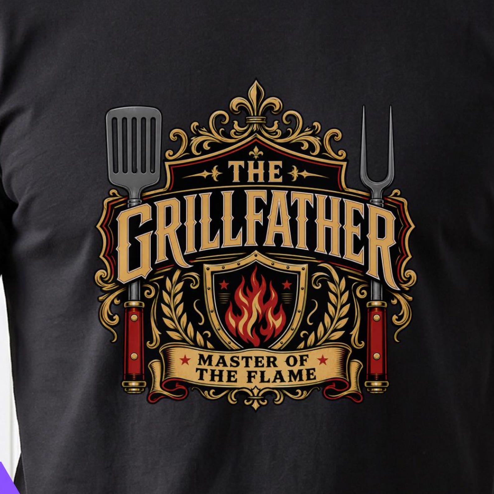 The Grillfather Shirt | Master of the Flame BBQ Dad Gift | Fathers Day Grilling Shirt S