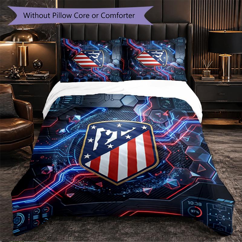Set Lenzuola Atletico Madrid Modello 3 Pezzi Morbida Copripiumino in Microfibra con Federe per Camera da Letto
