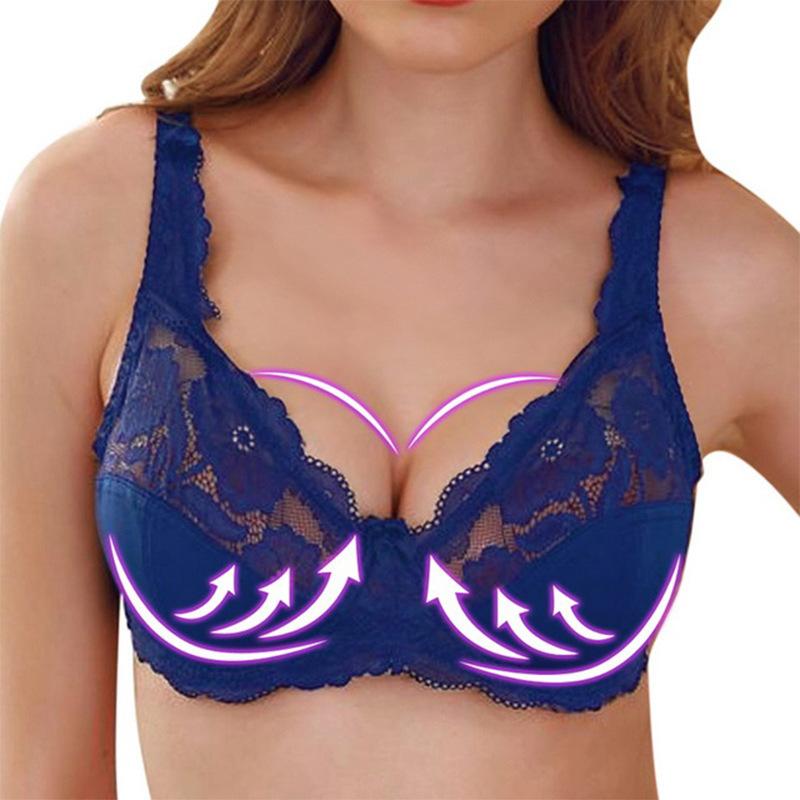 Women's Hot Sale Fashion Lace Hollow Large Size Bra Sexy Underwear CDE Cup Anti-Sagging Bra