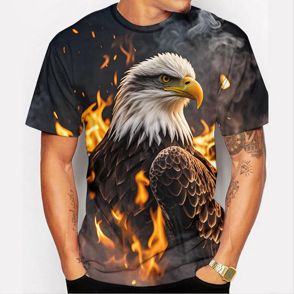American Eagle Graphics T-Shirt for Men 3D Print Tees Animal Pattern Short Sleeve Tops Summer Casual Oversized Men's Clothing