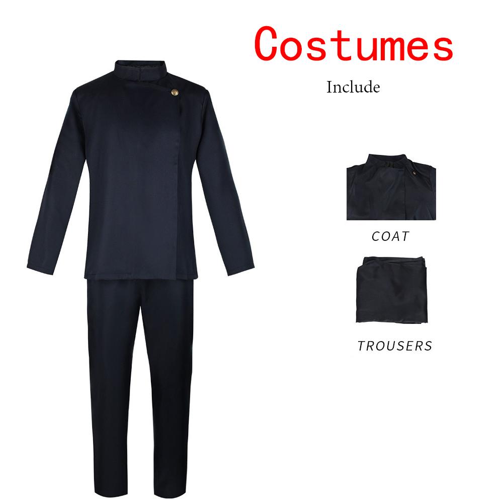 Anime Jujutsu Kaisen Gojo Satoru Cosplay Gojo Costume High School Uniforms Blue Suit Halloween Roleplay White Wig Eyelash