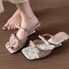 Women Slippers Bow Heeled Sandals Dress Chunky Shoes Summer Sexy 2025 Sexy Designer Woman Pumps Luxury Mujer De Zapatos