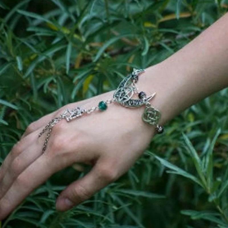 Pulsera de Luna Triple Diosa Luna Creciente Wicca Bruja Pentáculo Amuleto Joyería para Mujeres