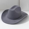 Unisex Plain Felt Western Cowboy Hat, European-American Style, Wide Brim, Curved Top Hat