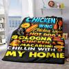 2026 New Arrivals 1pc Chicken Wing And BBQ Themed Flannel Blanket Soft Polyester, All-Season Comfort for Home, Travel, Office, Camping Ideal Gift for