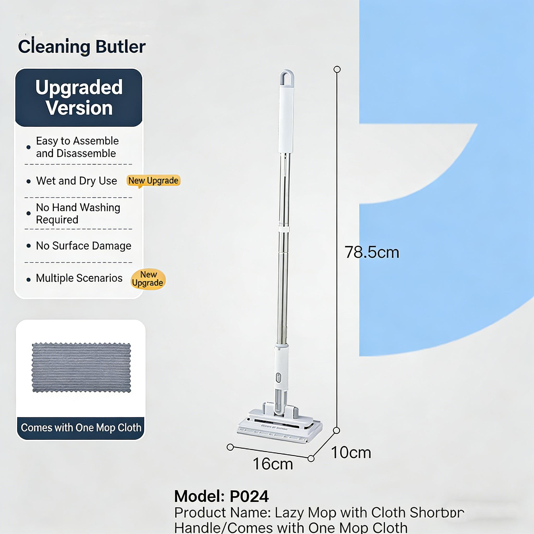 

Hands-Free Clip Design Mop Extendable Stainless Steel Handle Mini Floor Mop For Home Kitchen Bathroom Cleaning