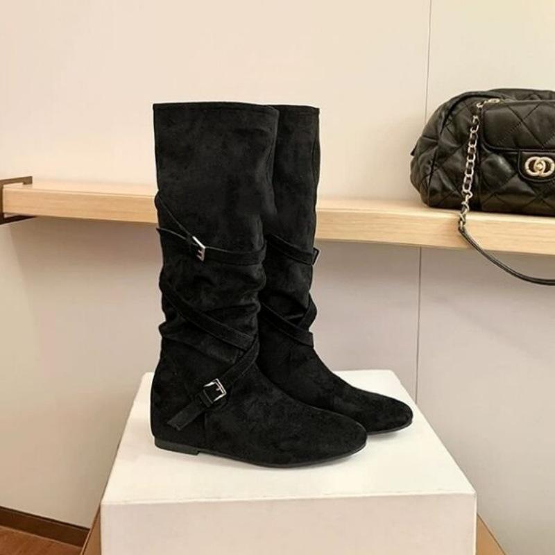Small inner height increase western cowboy boots autumn and winter new tall knight boots but knee boots women 40