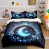 Blue Crescent Moon With Glowing Stars Print Soft Comfortable Duvet Cover Bedding Set Included 1*Duvet Cover  2*Pillowcases