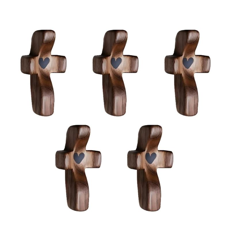 

Pack of 5 Pocket Sized Wooden Crosses for Fidgeting Praying Stress Relief Ideal Religious Gift for Kids and Adults