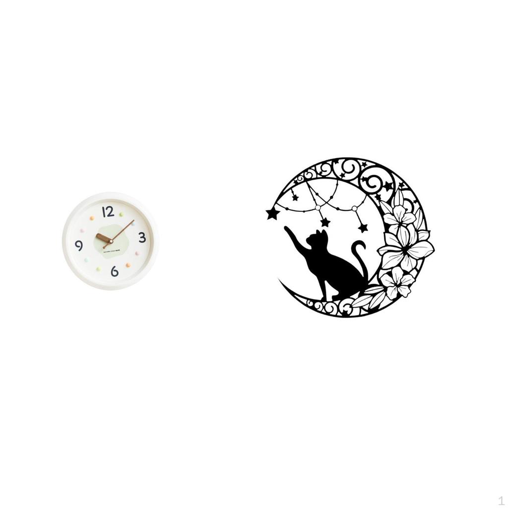 Modern Metal Wall Clock Cat Art Large Quiet Numerals Decorative Sculpture for Home Office Study Room