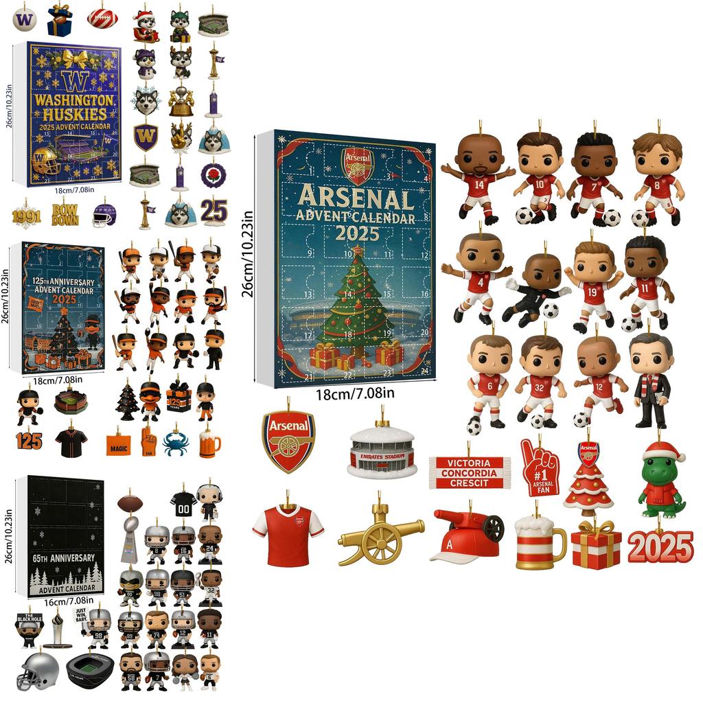 Arsenal Liverpool Fotbalový Akrylový Vánoční Slepý Box Ozdoba na Stromek s Kreslenými Postavičkami pro Sváteční Dekoraci