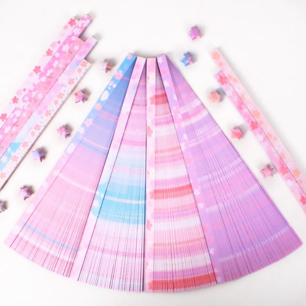 600pcs Oil Painting Star Origami Double Sided Printing Pattern Paper Folding Home Decoration