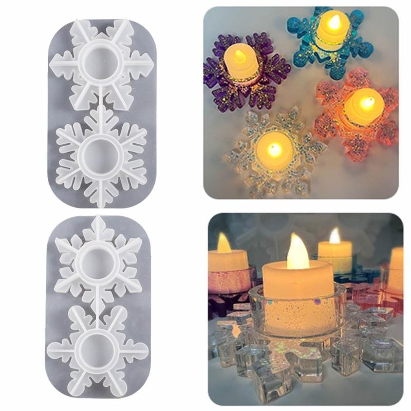 Unique Snowflake Candlestick Resin Mold Aromatherapy Candle Holder Silicone Mould for Festive Season Everyday Use Decor