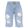Yaz Kadın Denim Yırtık Moda Ham Kenar Saçaklı Kot