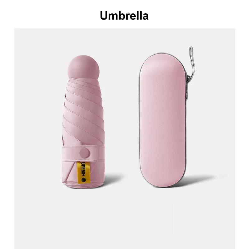 Mini deštník Kapslový deštník Slunečno a deštivo Dualuse Nepromokavá ochrana proti slunci Venkovní cestování Přenosný slunečník deštník