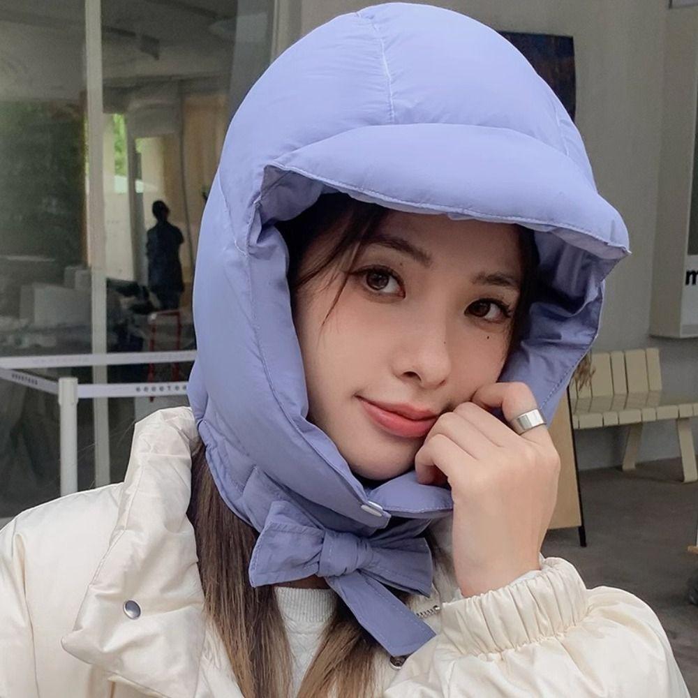 Thickened Ear Protection Hat Down Cotton Pullover Caps Fashion Warm Hats for Women