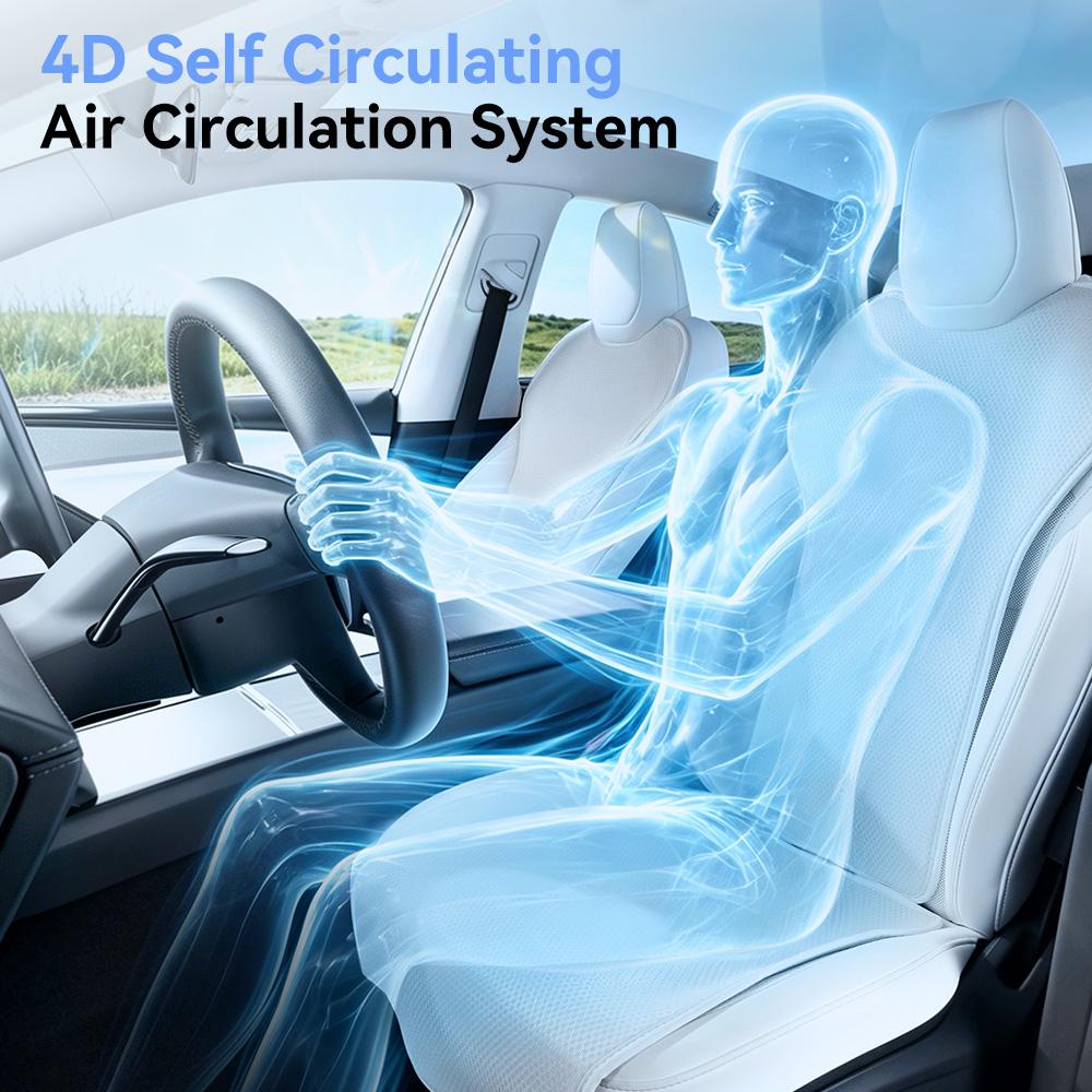 Yz For Tesla Model 3 Y Yl 6-Seater Car Seat Cover Cushion Comfort Anti-Slip Cooling Backrest Cushion Seat Pad Car Accessory