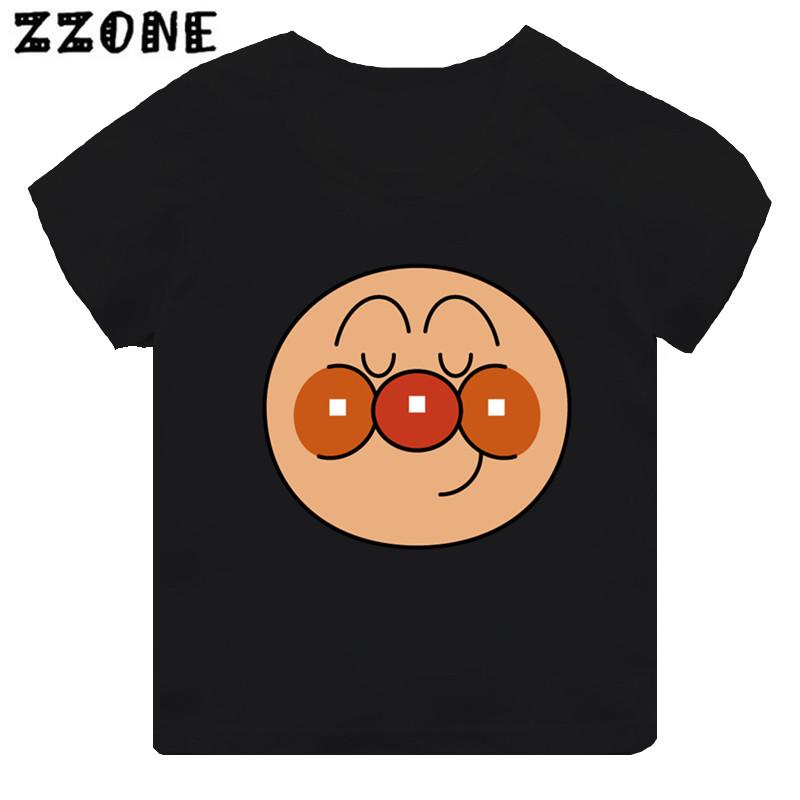Anpanman och Baikinman Tryck Tecknad Barn T-shirt Roliga Flickkläder Baby Pojkar Svart Kortärmad T-shirt Barn Toppar,TH5254