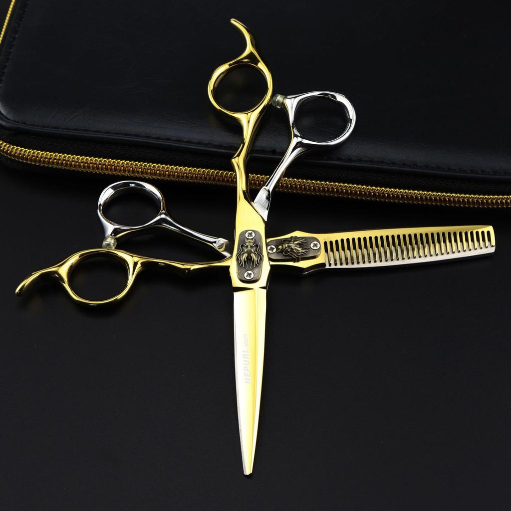 Bright Gold Faucet, Cover Plate, Neptune Hair Scissors, Straight Scissors, Thin Scissors, Special Foreign Trade Explosion For Hair Salons