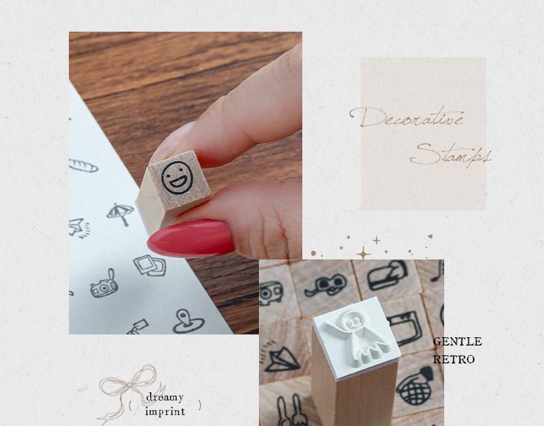 25-Piece Retro Wooden Weather Expression Stamp Set for DIY Journals & Crafts