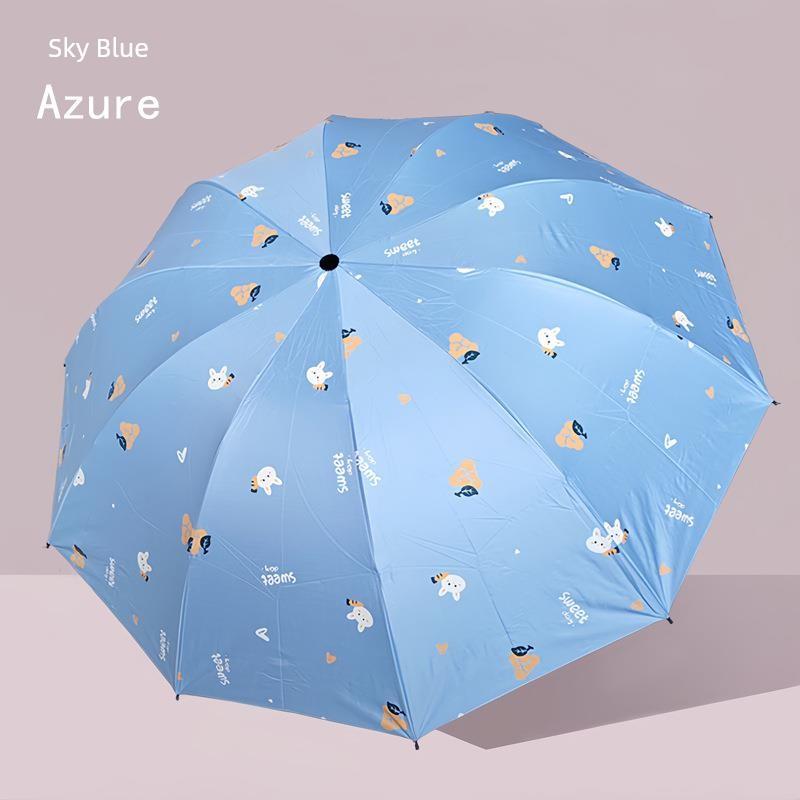 Manual Large Folding Umbrella for Female Students, Dual-Purpose Sun and Rain Umbrella, Sun Protection Umbrella
