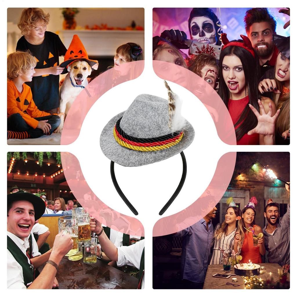 Oktoberfest Headband Beer Festival Head Accessories Felt Retro Decoration Headbands Hat For Adults Oktoberfest Halloween Themed