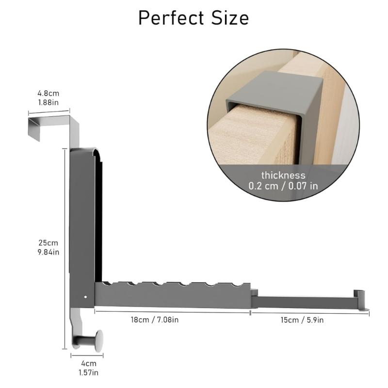 Adjustable Stainless Steel Door Hook With Extension Rod And Bottom Round Hook For Hanging Space