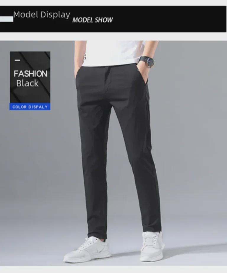 2023 Men's Cotton Stretch Summer Trousers: Youthful Korean-Style Casual Pants for Spring
