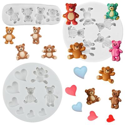 Silikonové formičky medvědů Medvídek Srdce Lásky Formička na fondán Nástroje na zdobení dortů Topper na cupcaky Cukrová pryskyřice Hliněná forma na čokoládu Gumpasta