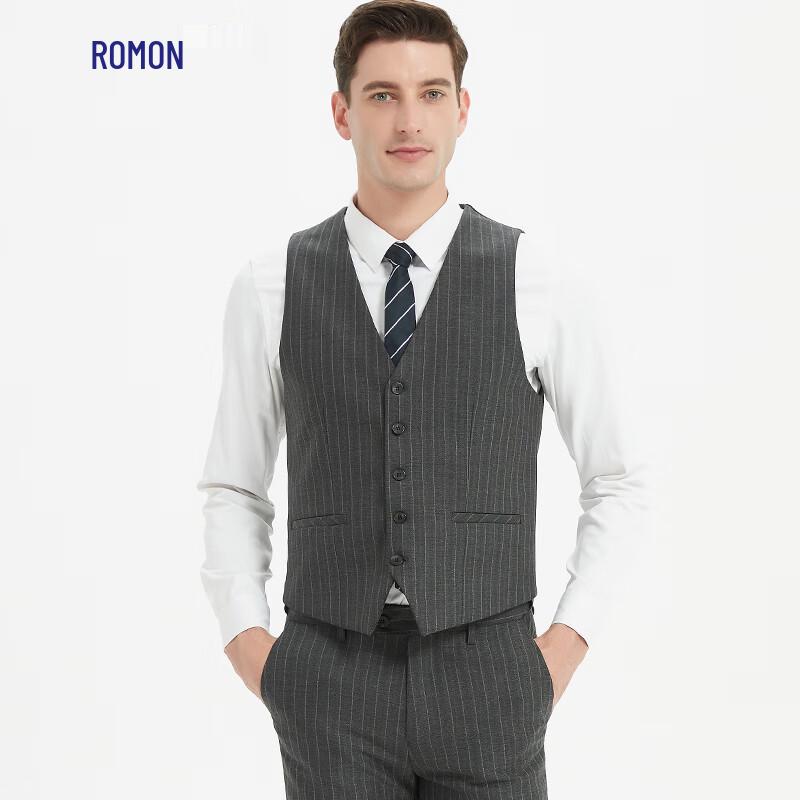 Romon Men's Slim Fit Striped Suit Vest