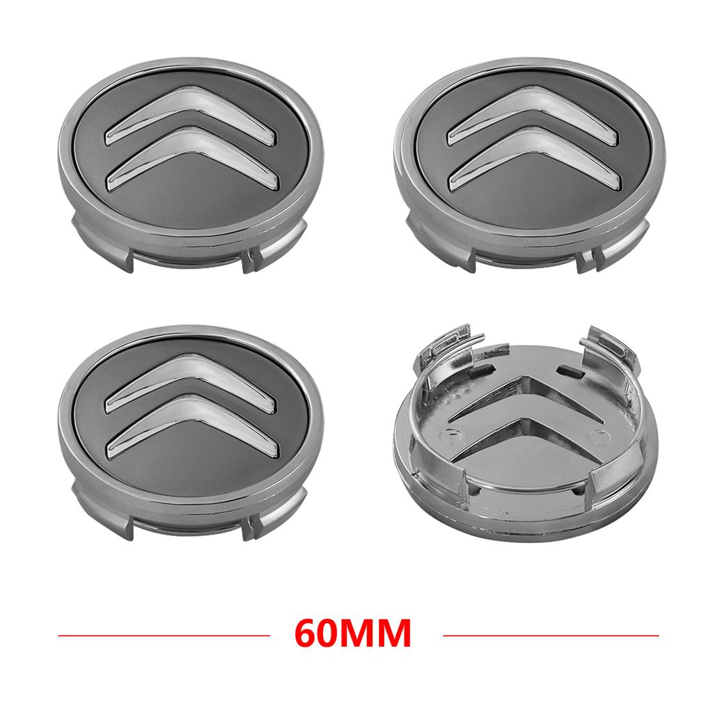 4 Stück Schwarze Radnabendeckel Auto-Radkappenabdeckung Auto-Emblem Zubehör für Citroen C1 C3 C4 DS3 VTS C-ELYSEE Aircross Picasso