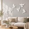 6 Pieces Pigeon Wall Art with Spread Feathers Resin Bird Decor Carved for Living Room, Entryway