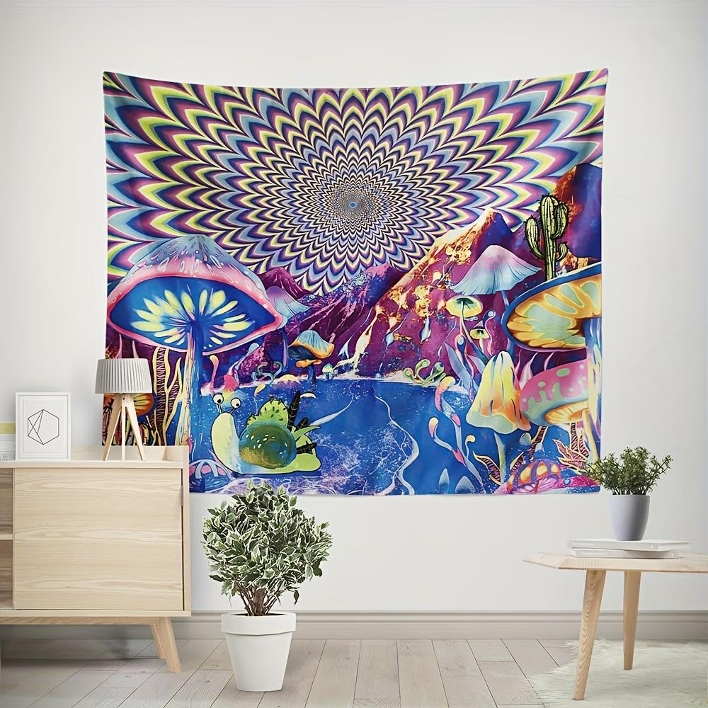 VIKAMA Psychedelic Mushroom Tapestry Trippy Optical Illusion Wall Hanging Bohemian Hippie Decor for Bedroom  Dorm