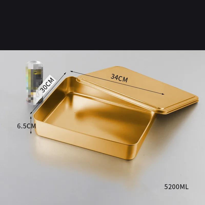 

Набор тарелок из нержавеющей стали золотистого цвета Прямоугольный поднос для хранения тирамису с крышкой для выпечки торта хлеба сервиз assiette