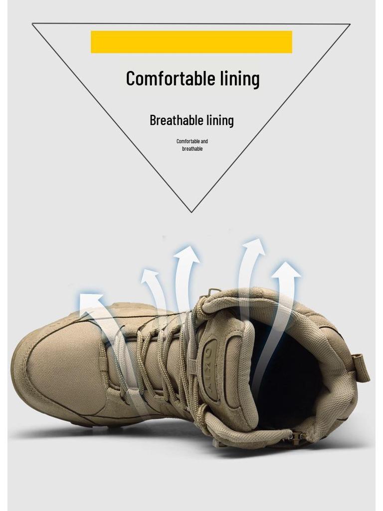Men's Plus Size High-Top Outdoor Combat Boots - Non-slip Desert Hiking Shoes