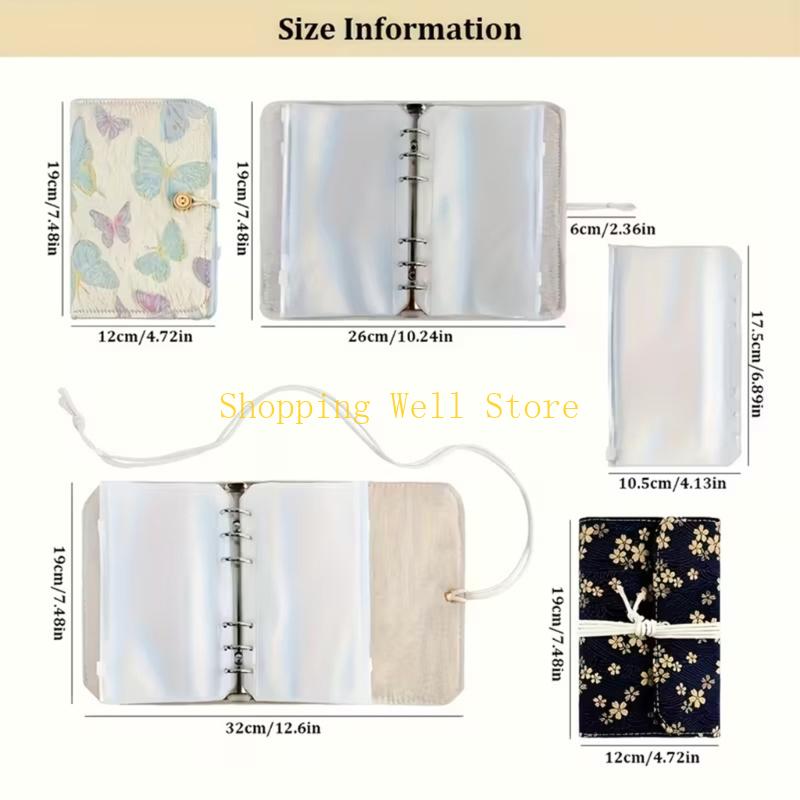 KX4B Circular Needle Organiser Bag with 12Pcs Removable Zippered PVC Binder Pocket Portable Knitting Needle Case For Sewing