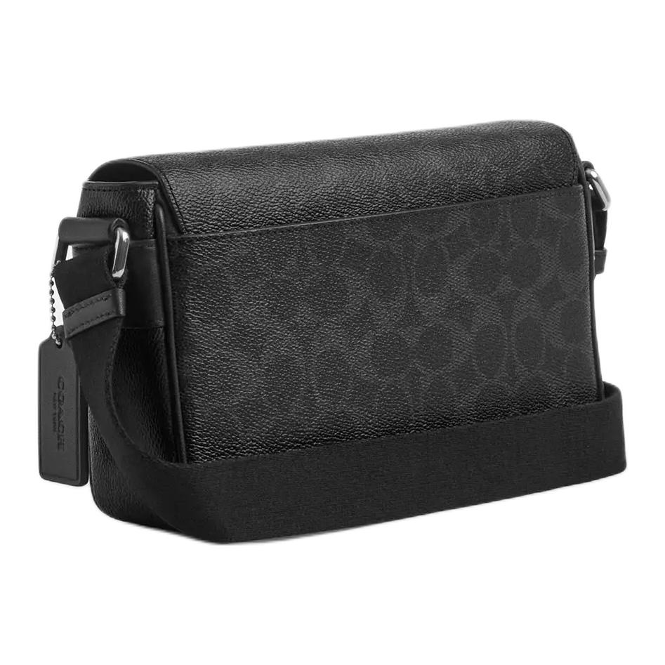 Coach Jack 22 Klassische Monogramm-Prägung Kunstleder Schulter-Crossbody-Tasche Kleine Herren-Taschen Schwarz CDZ95-SVYZK