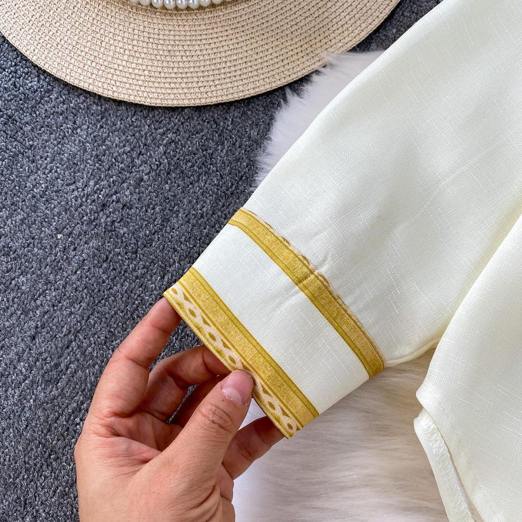 European Retro Single-Breasted Lapel Shirt & High-Waisted Pleated Skirt Set
