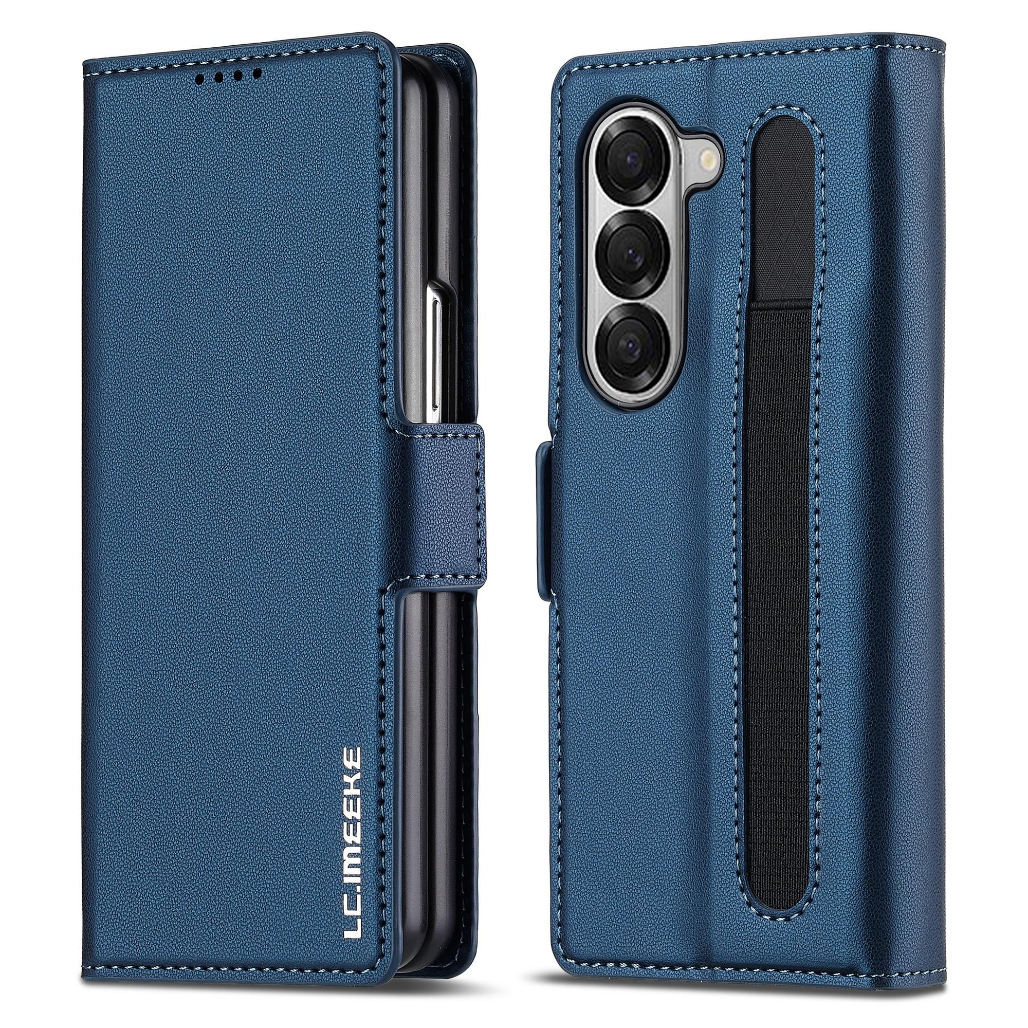 

LC.IMEEKE L1 For Samsung Galaxy Z Fold5 5G Stand Case Texture PU Leather Wallet Phone Cover D
