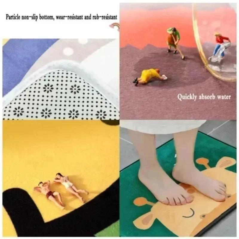 Ocean Themed Bathroom Floor Mat Toilet Water Absorbing Foot Carpet Mat Bathroom Door Mats Machine Washable Retro Home Decoration