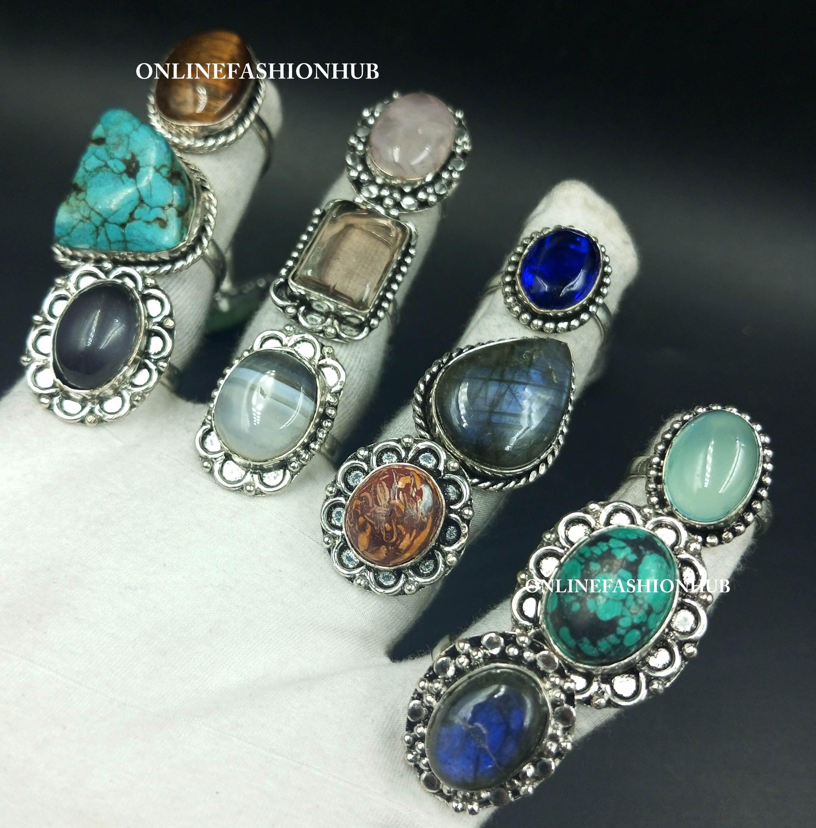 

5 шт. розовый кварц и MixGemstone дизайнерские кольца ручной работы ювелирные изделия оптом, объемные украшения, оптовые кольца, рождественский подарок, оптовая продажа ювелирных изделийMRO-L41